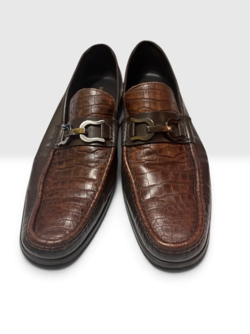 Bruno Magali Croc-Embossed Leather Slip-On Loafers Sz 10 Men